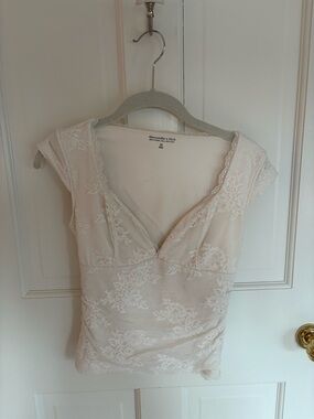 Abercrombie & Fitch Bra-Free Collection Top in Cream